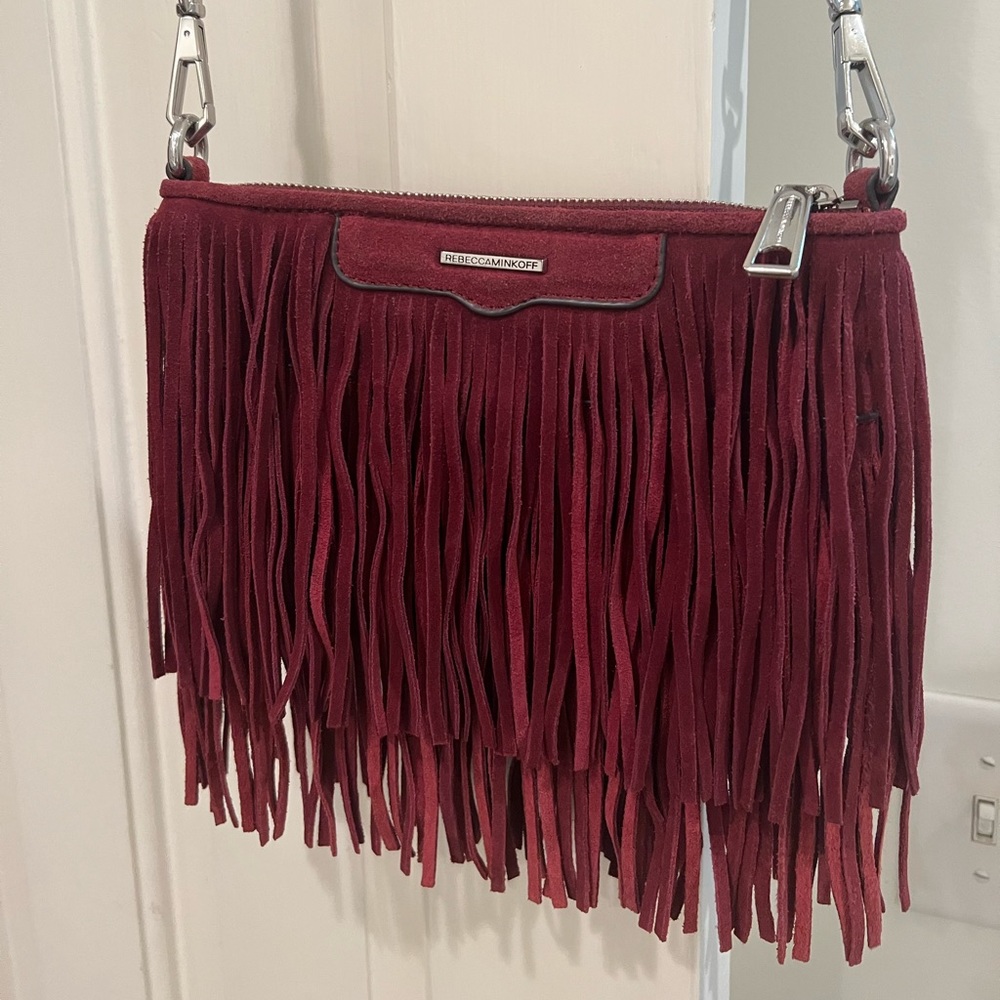 Rebecca Minkoff fringe crossbody / clutch in Maroon / ox blood